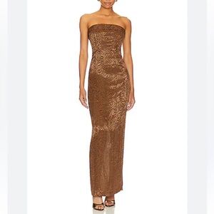 Lovers + Friends Amalia Maxi Dress in Mocha Brown size Small